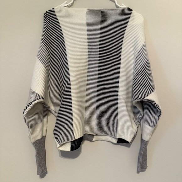 Philosophy Republic Clothing Crew Neck Sweater - Black, White, and Grey Stripes - Picture 4 of 6